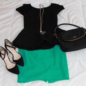 Delicate Aqua Lace Pencil Skirt